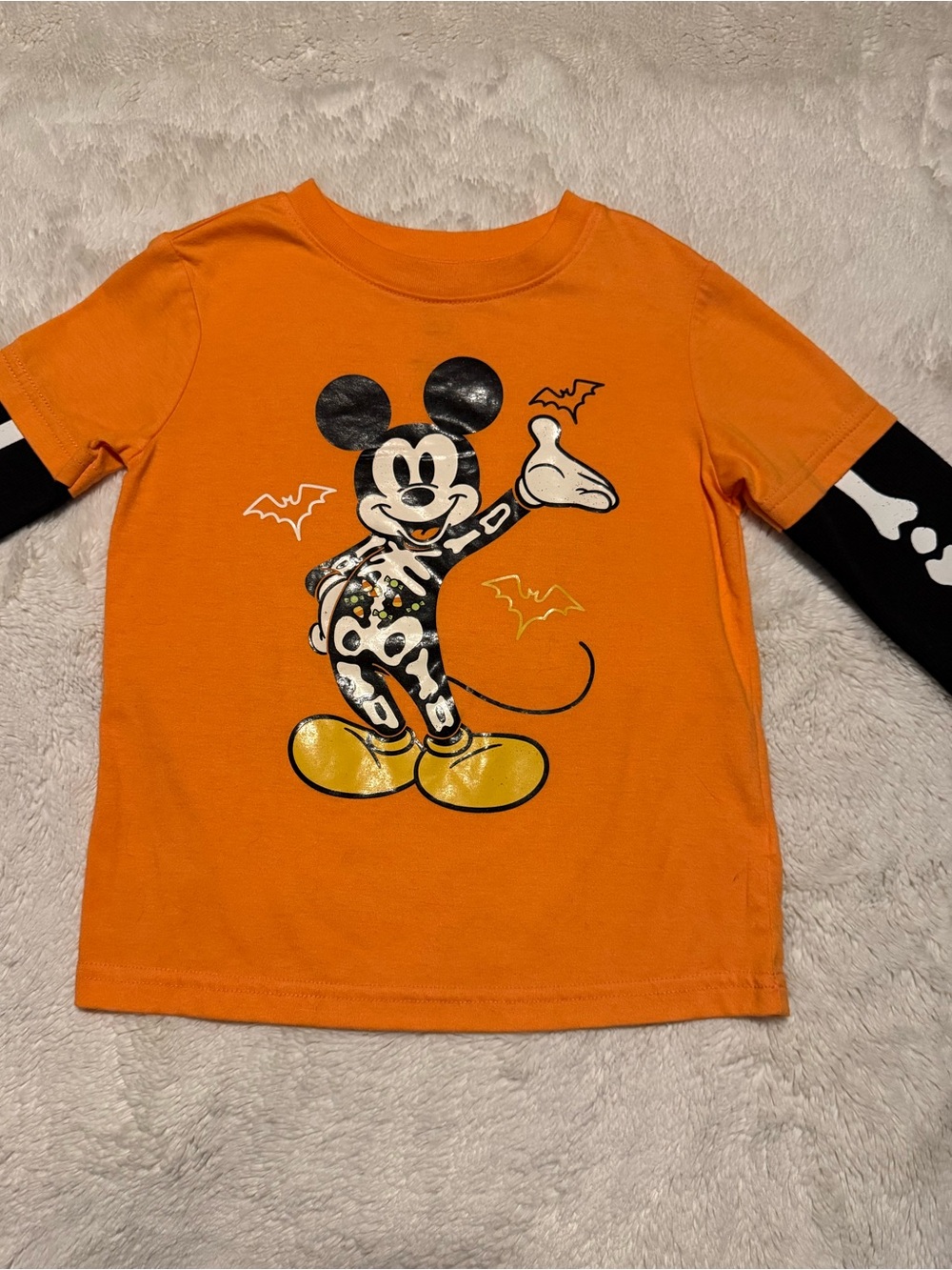 Disney Orange & Black Mickey Mouse Halloween Long-Sleeve Tee